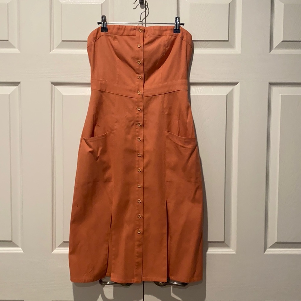 Coral strapless dress